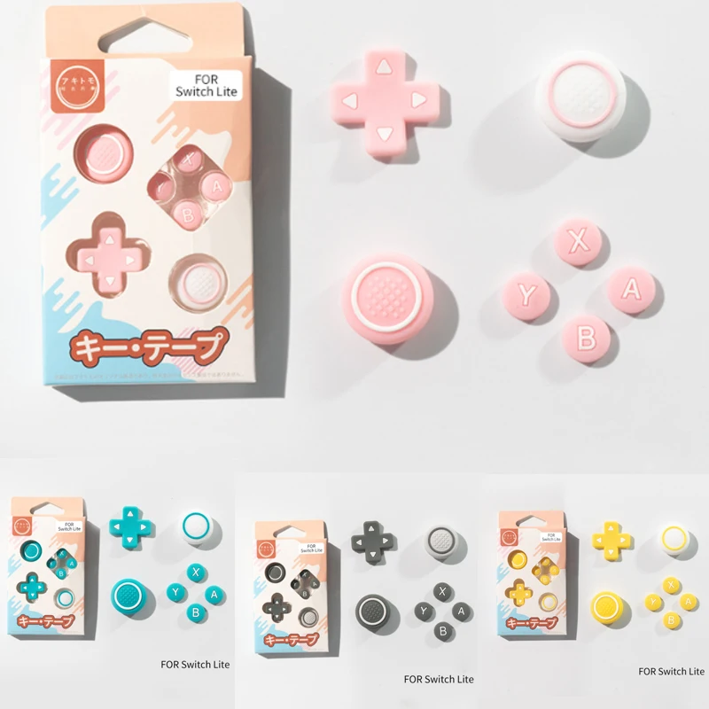 New Design Silicone Soft D-pad Cross Button ABXY Key Sticker Skin Case For Switch Lite NS lite Joy-con Thumb Stick Cap Cover