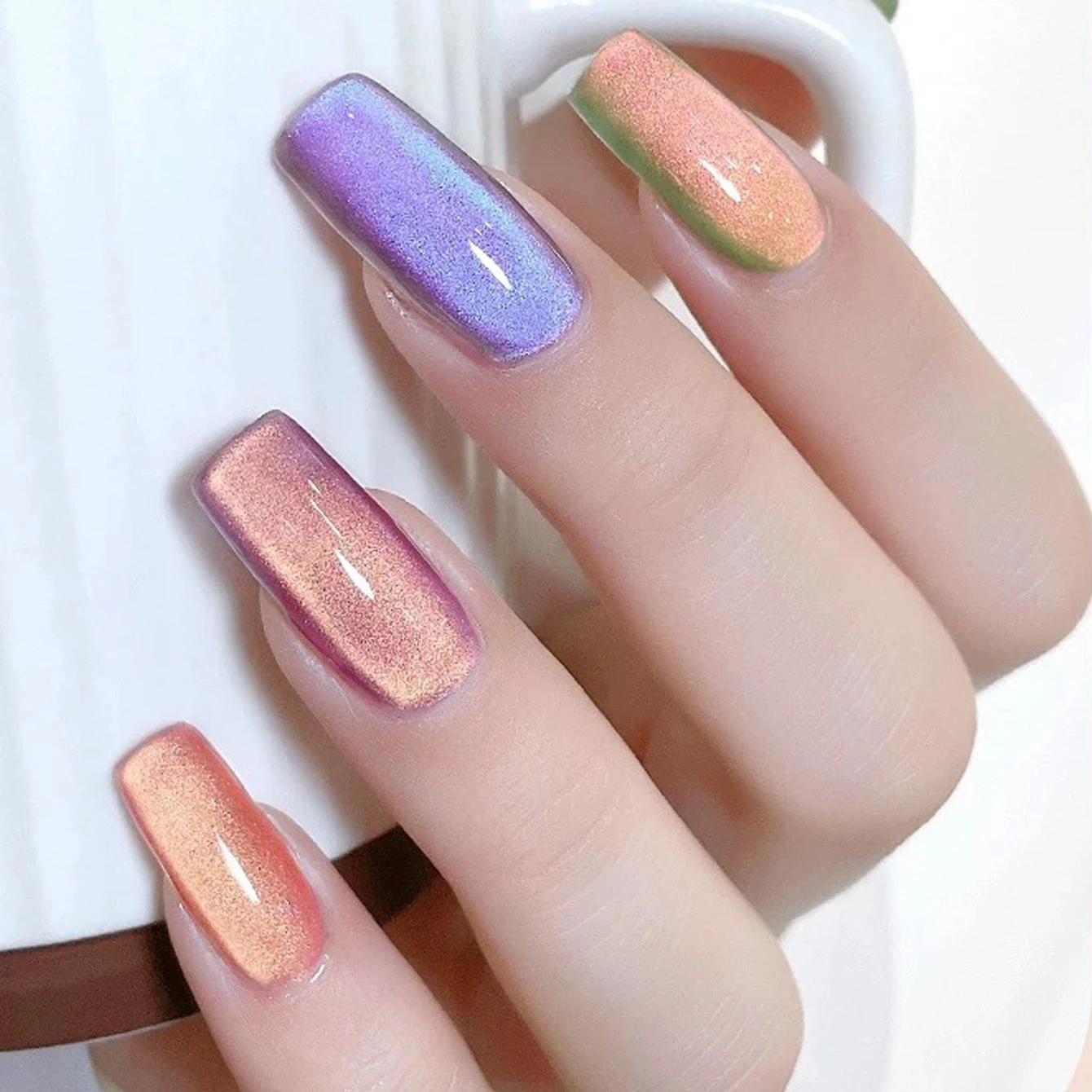 1/6PCS SS25 캣 아이 젤 폴리쉬 유리 구슬 및 크리스탈 포함, 5가지 색상 살롱 DIY 네일 용품 키트 프로 네일 매니큐어용
