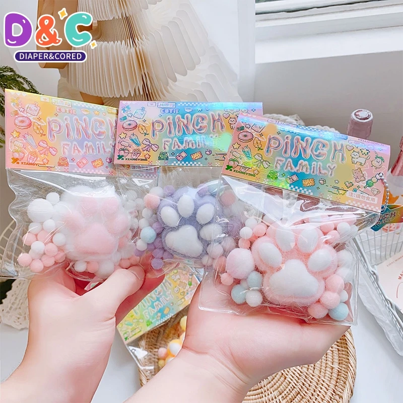 TPR Cat's Paw ขนสัตว์ความเครียดบรรเทา Squishy ของเล่น Fidget ของเล่น Mini Kawaii Plush Cat Paw ซิลิโคนขนาดเล็ก Cat Paw น่ารักสีชมพูแมวเท้า