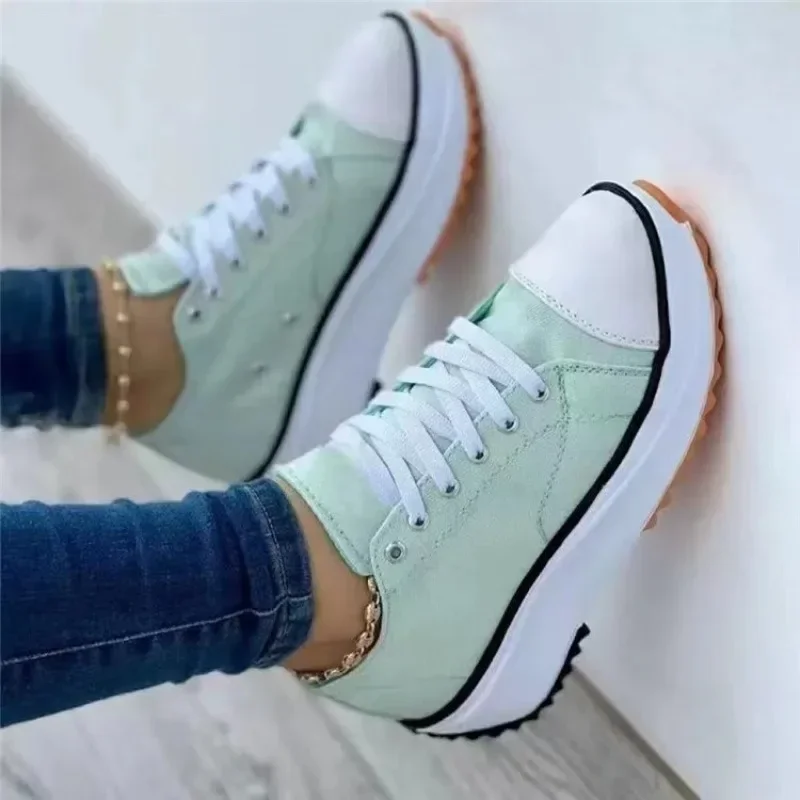 Damen neue lässige Einzels chuhe für Damen Herbst Sommer Rundkopf Leinwand einfarbig niedrig oben große Damenschuhe