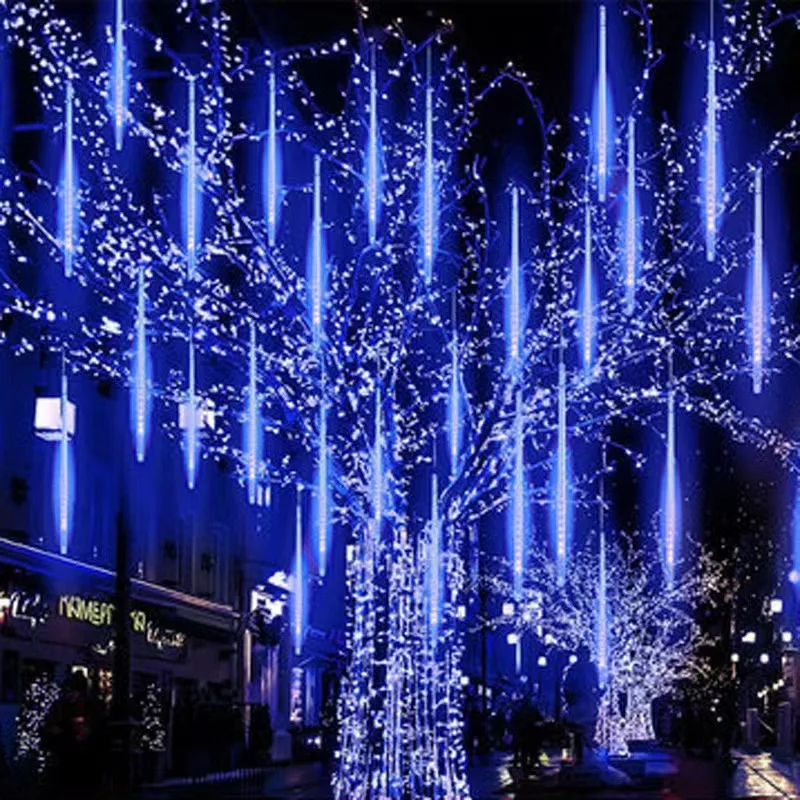 1pc 50cm led chuva de meteoros luzes de chuva à prova dwaterproof água caindo gota de chuva luz da corda de fadas para festa de natal decoração do pátio