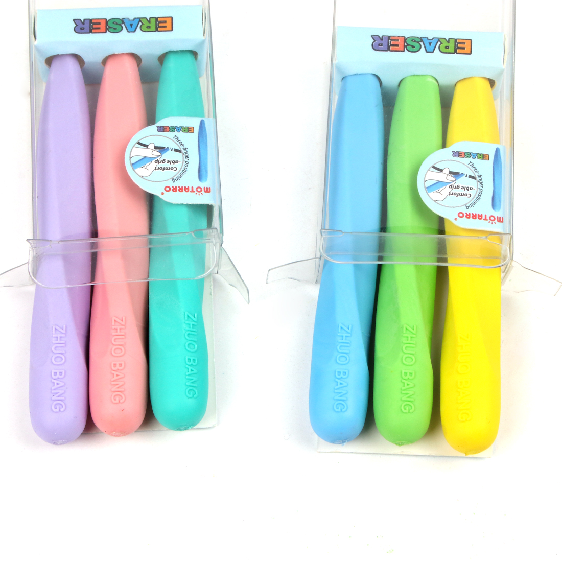 MOTARRO 3 개/상자 크리 에이 티브 만화 소프트 더블 헤드 슈퍼 대형 구멍 귀여운 연필 지우개 학교 Kawaii 편지지 용품