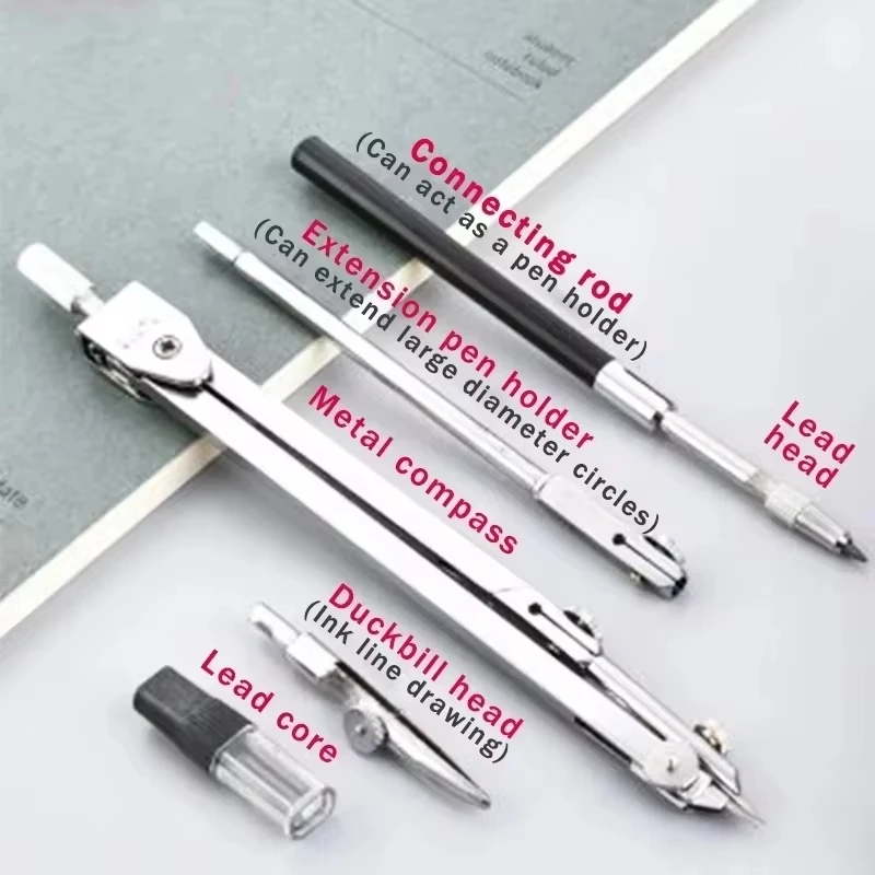 DELI Thép Không Gỉ Đa Năng Soạn Thảo Vẽ La Bàn Toán Hình Học 2/4/5/6 Viên/Bộ Vòng Tròn Dụng Cụ Bền đồ Dùng Học Tập