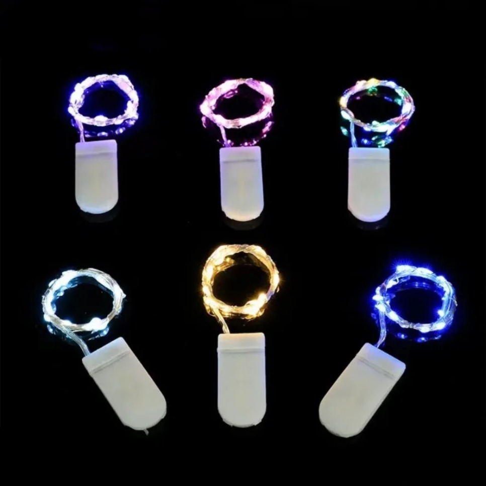 10LEDs/M Led alambre de cobre luz de hadas 3V luces de cadena LED blancas batería DIY boda fiesta decoración navideña luces de corona