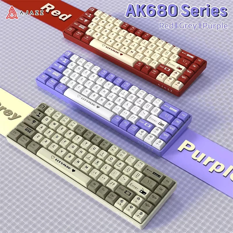AJAZZ AK680 65% проводная игровая механическая клавиатура, мини-клавиатура с горячей заменой, пользовательская прокладка для клавиш для ПК, ноутбука