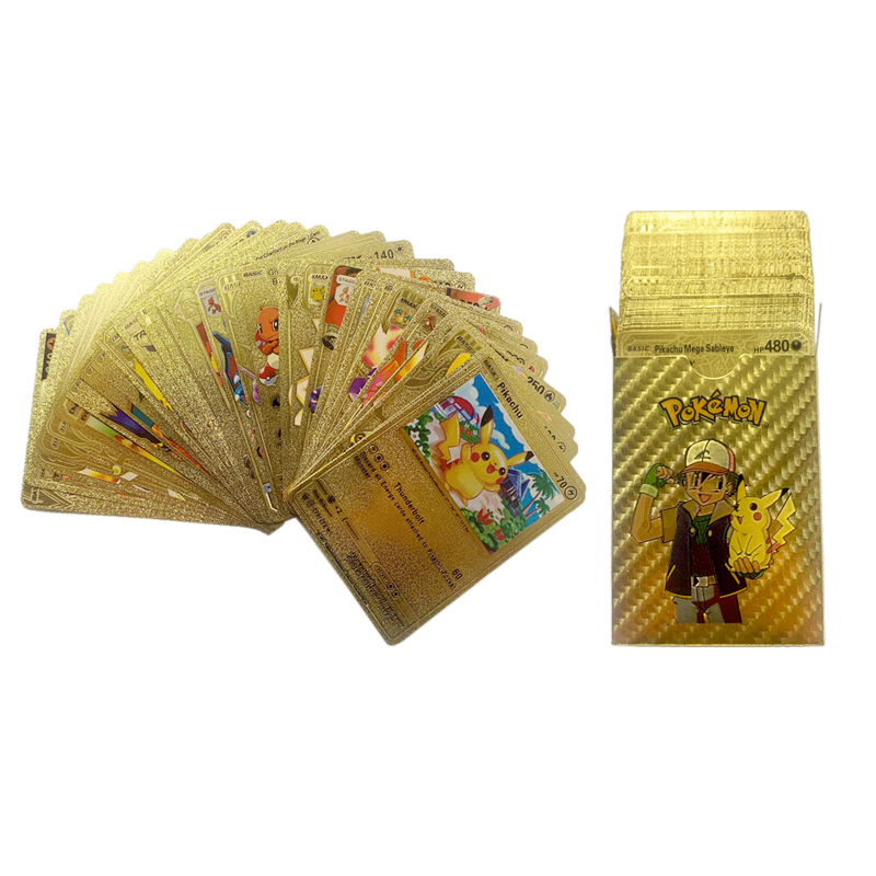 165 ชิ้น Pokemon ทองฟอยล์การ์ด VSTAR VMAX EX GX การ์ดภาษาอังกฤษฝรั่งเศสคําเยอรมันสเปน Charizard Pikachu Arceus สี Pokémon การ์ด