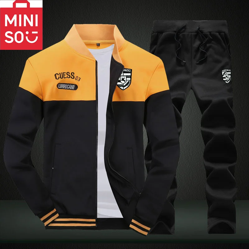 MINISO Winter Fleece Sportbekleidung Herren Set Lose Stehkragen Strickjacke Jacke Outdoor Casual Mehrfarbige Auswahl Set Herren Kapuze