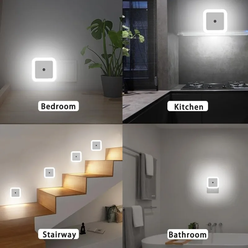 Luz LED nocturna Mini Sensor de luz Control 220V enchufe de la UE lámpara de luz nocturna para niños luces de vida