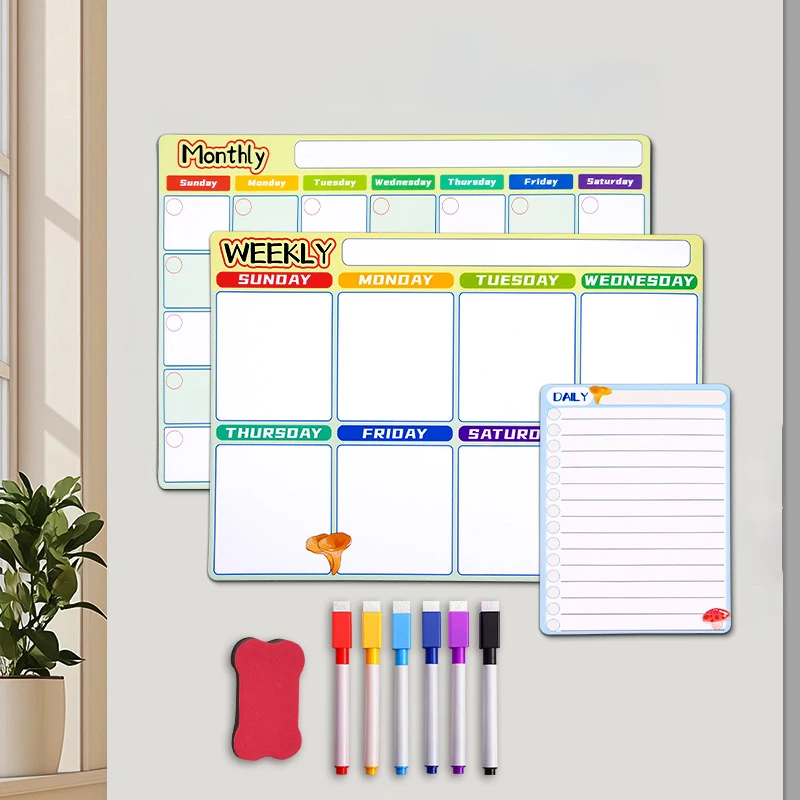 Magnetic Monthly Weekly Planner Calendar Table Dry Erase Whiteboard Blackboard Fridge Sticker Message Board