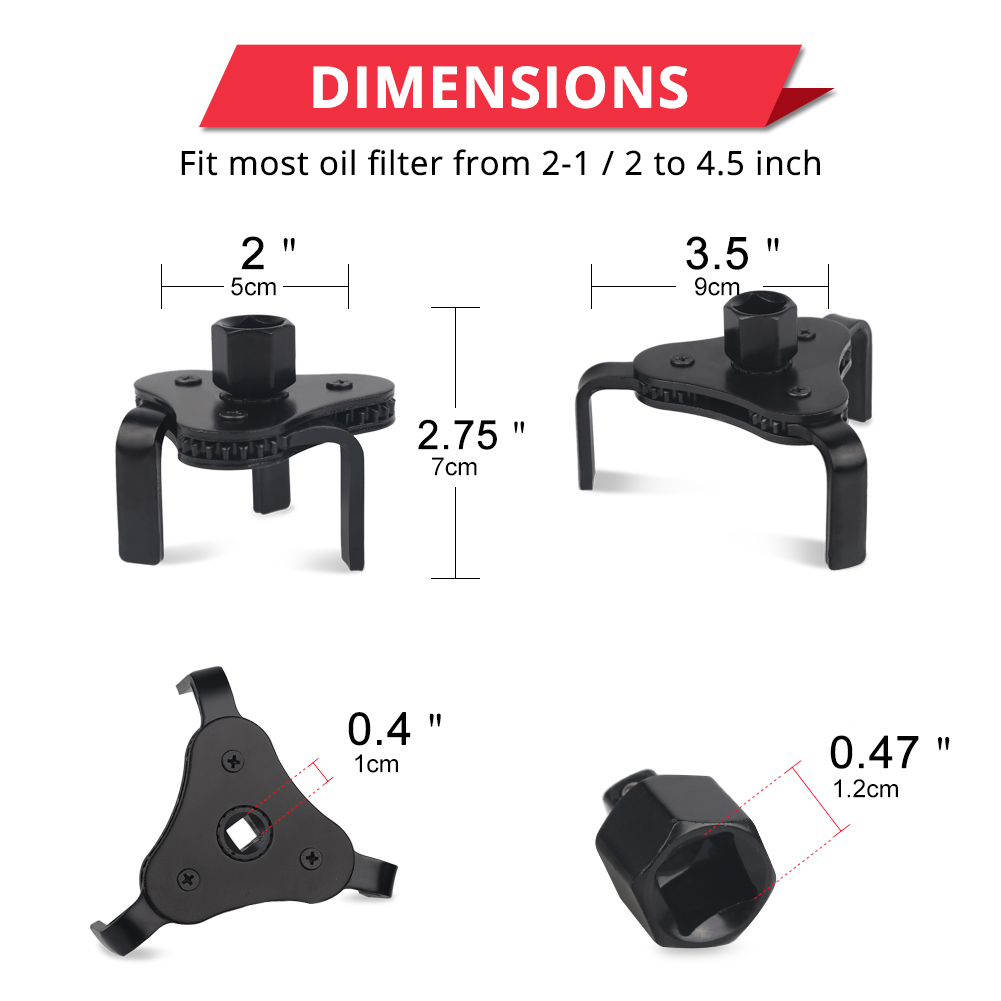 ユニバーサル調整可能なオイルフィルターレンチ 55-115 ミリメートル車の修理とメンテナンス三爪オイルフィルター除去ツール手袋を送る