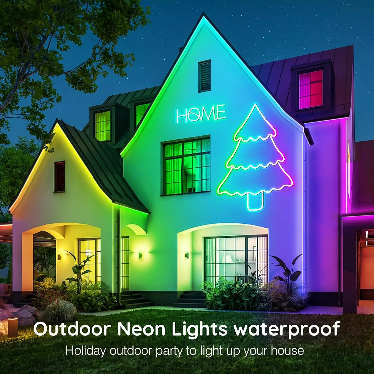 Luci a corda al neon, controllo luci a corda a LED flessibili con app/telecomando, luci a corda in modalità multiple, luci al neon a LED RGB per esterni IP65 Wa