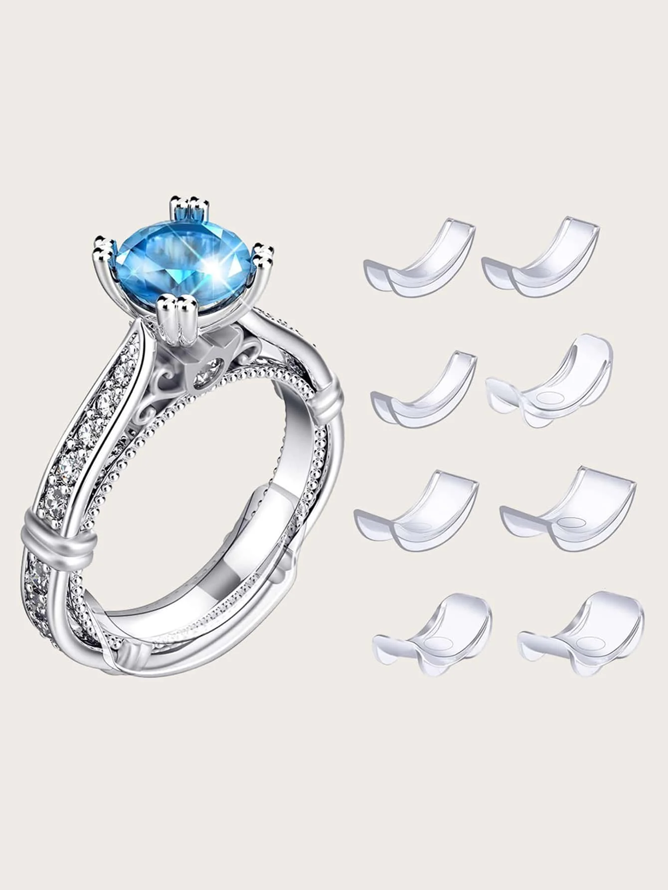 8 sztuk niewidoczny przezroczysty regulator rozmiaru pierścionka do luźnych pierścionków regulator pierścionka reduktor rozmiaru pierścionka pasuje do dowolnych pierścionków regulowane narzędzia