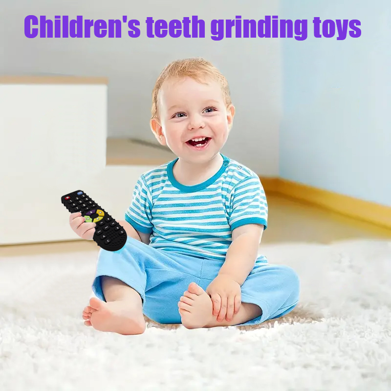 Remote control teether silicone bite baby touch button animal toys baby anti-eating hand teething stick teether