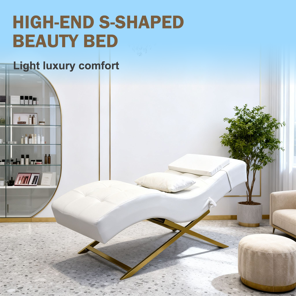 Arc Shape Luxury Eyelash Extension Bed Salon Chair for Beauty Eyelash Massage Bed