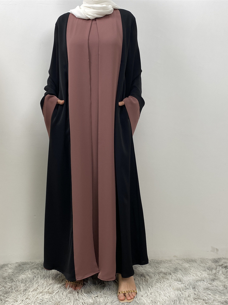 Vestido de fiesta musulmán Eid para mujer Ramadán Abaya falso vestido largo de 2 piezas Marruecos Vestidos Largos Dubai Turquía bata Jalabiya 2024