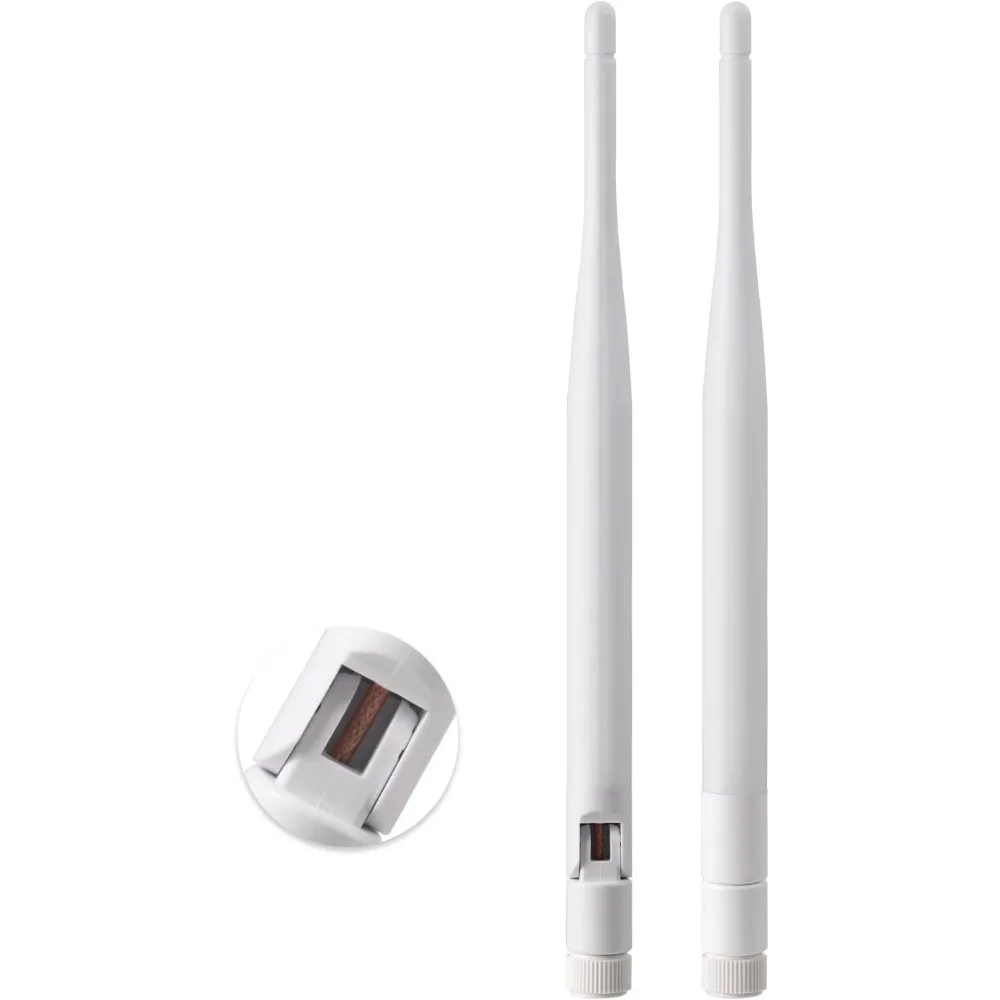 Antenna WiFi 2.4G 5.8G 6dBi 2.4GHz 5GHz Antenna in gomma bianca RP SMA maschio per telecamera di sicurezza Registratore di sorveglianza Router WiFi