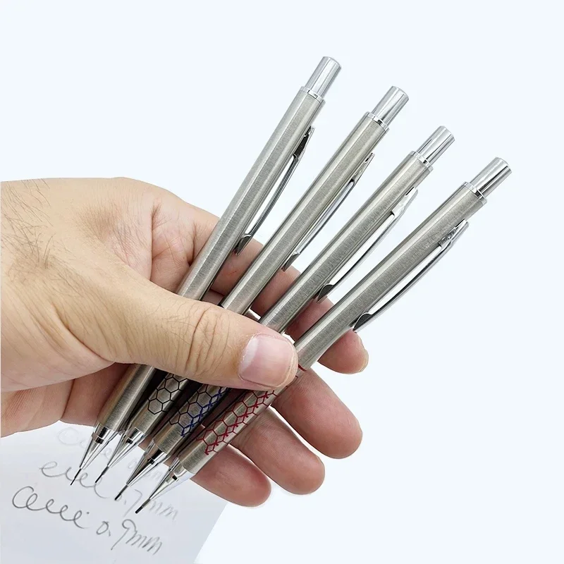0.5 0.7 0.9mm metalowy ołówek automatyczny z zestawem gumek HB ołów Art Sketch materiały do ​​rysowania automatyczny ołówek pisanie artykułów papierniczych