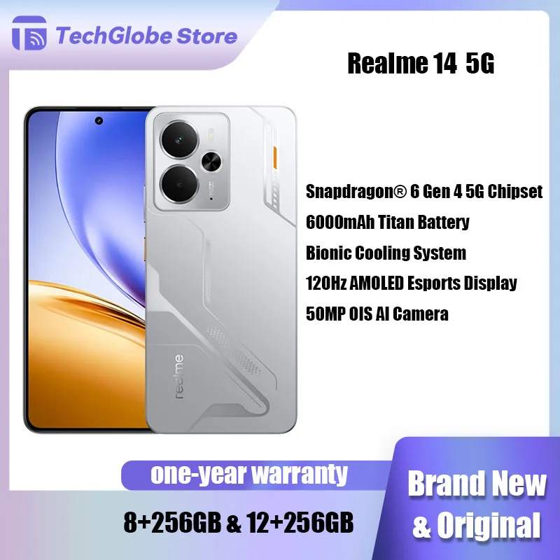 [파이오니어 프로그램] realme 14 5G 스마트폰 스냅드래곤 ®   6 4세대 칩셋 6000mAh 배터리 45W 충전 120Hz AMOLED 디스플레이 IP69 NFC