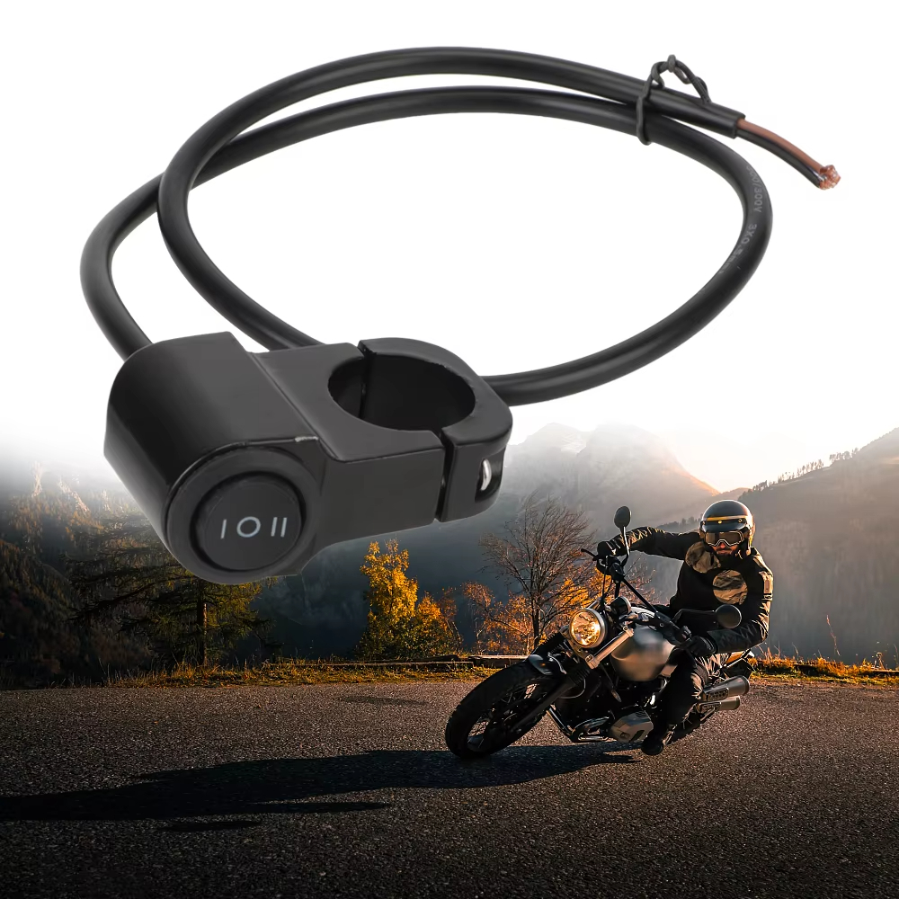 12v interruptor do farol da motocicleta holofote botão de luz nevoeiro retro moto pit dirt bike moto acessórios para atv guiador 22cm
