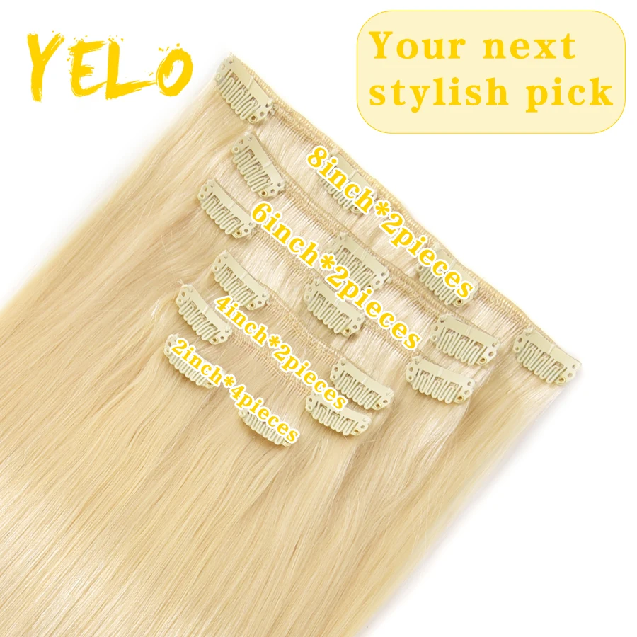 Yelo 14 "-26" clipe em extensões de cabelo humano brasileiro real não processado remy natural clipe em peruca 12 tons clipe em 80g-120g