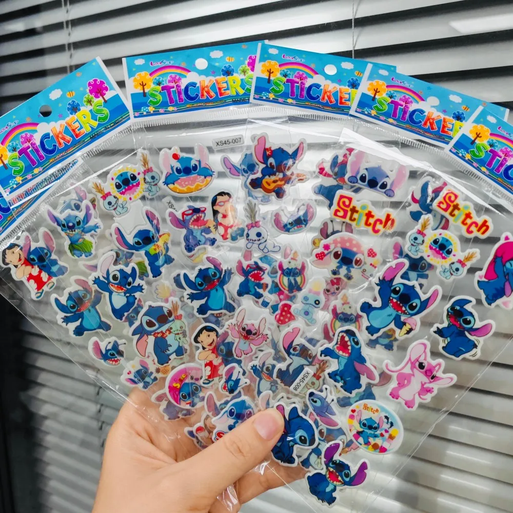 12 pz Disney Cartoon Stitch Bubble Sticker Kawaii Anime Tridimensionale 3d Puffy Bulk Adesivi Per Bambini Ragazza Giocattolo FAI DA TE Adesivo Regalo