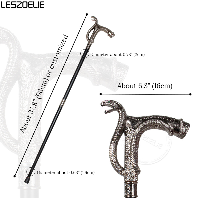 Cobra หัว Luxury เดิน Stick Cane สำหรับผู้ชายแฟชั่นตกแต่ง Canes Vintage Party Stick Elegant Hand Canes