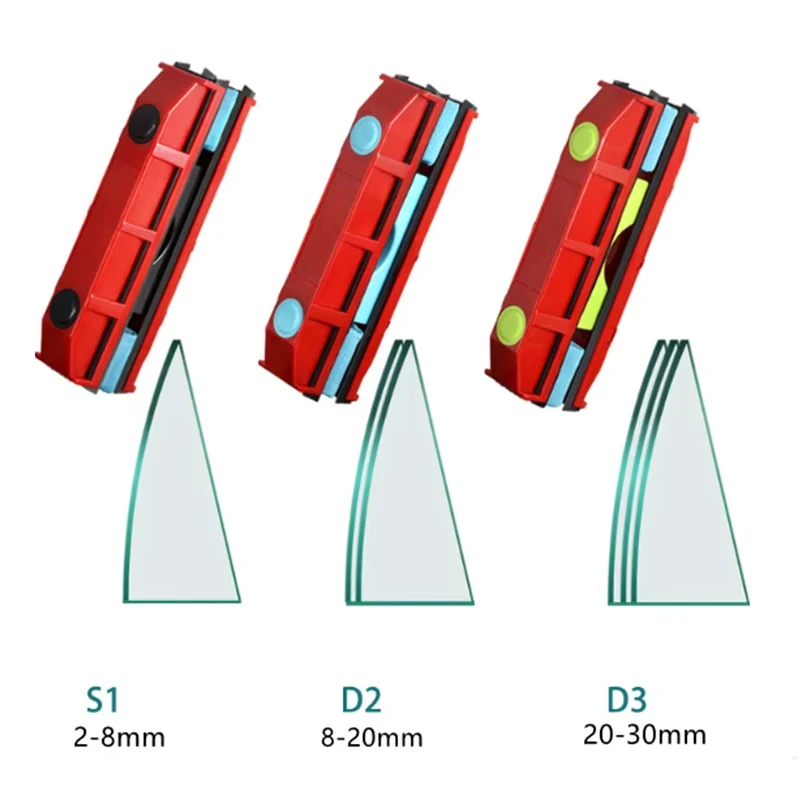 Limpiador de ventanas magnético, limpiaparabrisas doble opcional de 2-8mm, 8-20mm y 20-30mm para limpiar ventanas de vidrio, herramienta de gran altura para el hogar y el coche