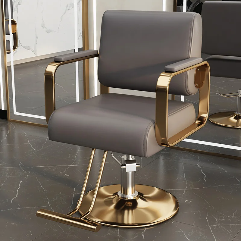 ChimBarbershop-Chaise de barbier dorée personnalisée, meuble de salon de beauté