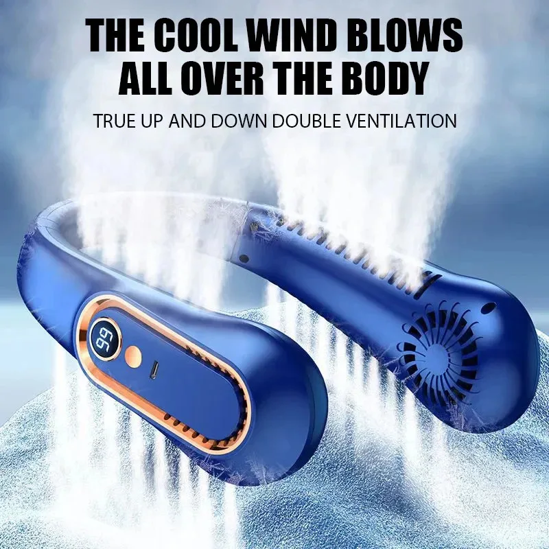 3000mAh Appeso Al Collo Ventilatore Portatile Senza Lama Mini USB Ricaricabile Muto Display Digitale A LED Ventilatore Elettrico Dispositivo di Raffreddamento Dell'aria Estivo Nuovo