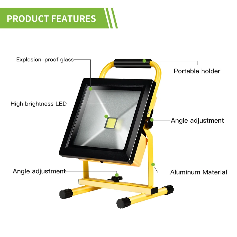 ポータブル充電式LEDワークライト,アウトドア,キャンプ,ハイキング,緊急,車の修理,ジョブサイトの照明