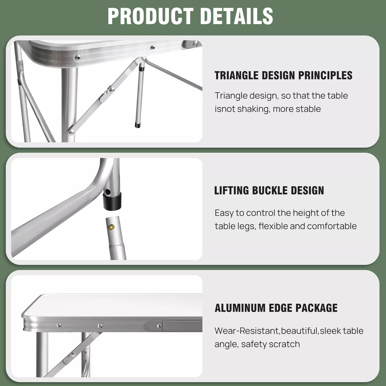 EFAN 2.5FT Aluminium Folding Table Portable Dining Party Kitchen BBQ Trestle Outdoor Tool for Camping Picnic Garden 75x55x70cm