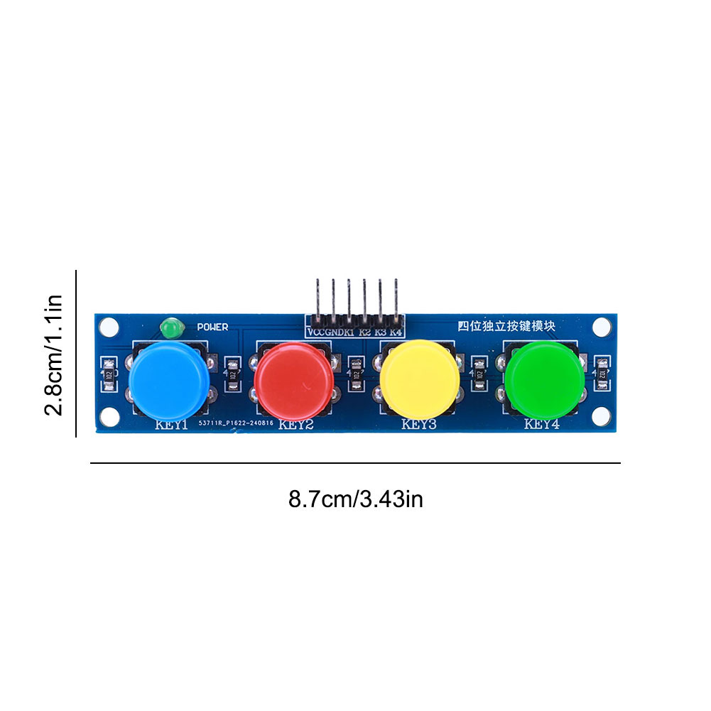 4-unabhängiges Tasten-Touch-Tastenmodul mit Hut- und LED-Anzeige, Tastaturmodul für Arduino oder Raspberry Pi