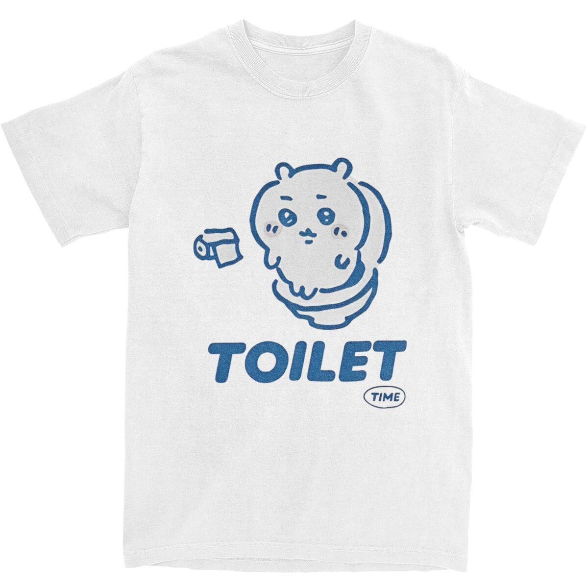Chiikawa Toilet Time T Shirt Męskie estetyczne koszulki z czystej bawełny Letnie wygodne popularne koszulki Niestandardowe logo Topy oversize