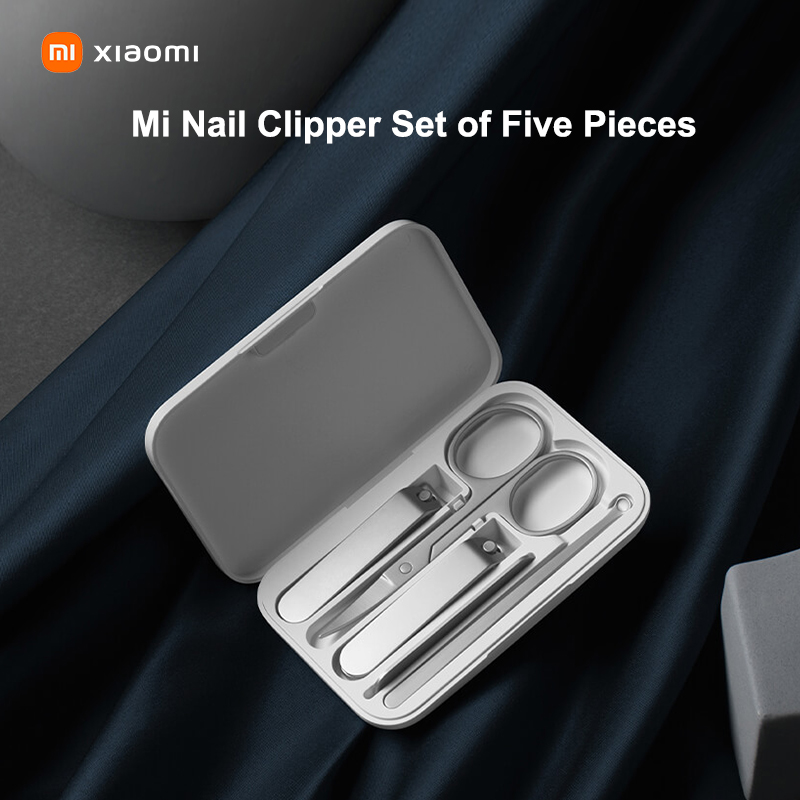 5 in 1 Xiaomi Mijia 420 ステンレス鋼爪切りペディキュアケアトリマーポータブル爪やすり、飛沫防止収納シェル付き