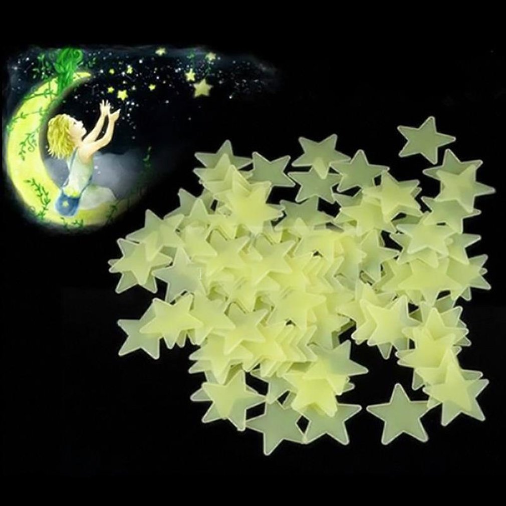 100PCS 3CM Luminous Dark Place Star Wall Stickers Star Wall Sticker Luminous Fluorescent 3D Bedroom Ceiling Home Kids Wholesale