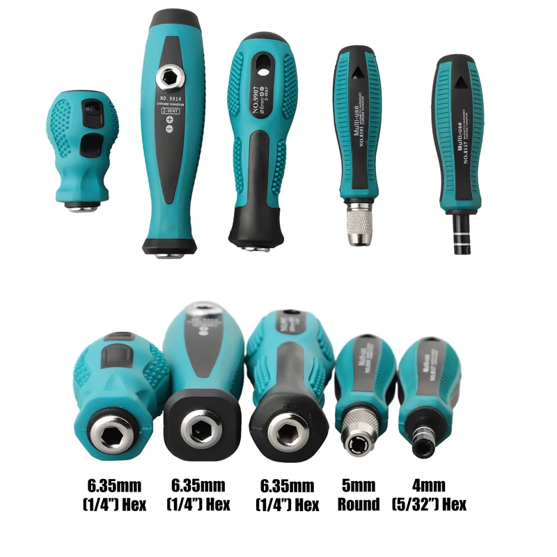 1/4 ''4mm Hex 5mm mango de destornillador redondo adaptador de soporte de puntas de destornillador magnético para herramienta de llave de tubo de punta de destornillador