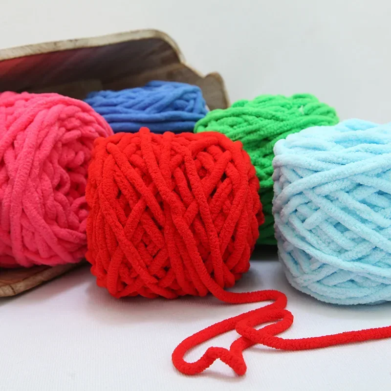 100g/ball Chenille ถักเส้นด้าย Soft Ice Strip Line เส้นด้ายฝ้าย DIY เส้นด้ายขนสัตว์สําหรับถักมือผ้าพันคอขนสัตว์หนาขายส่ง