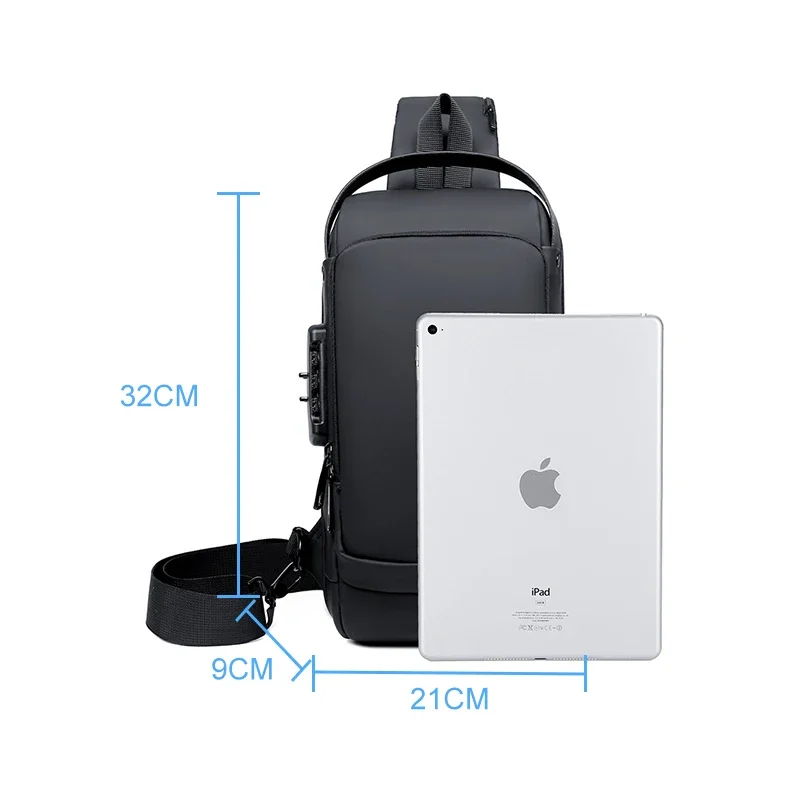 Waterdichte Casual Borsttas Mannen Multifunctionele Anti-diefstal USB Opladen Mannen Crossbody Tas Lakleer Reizen Borsttas Pack Mal