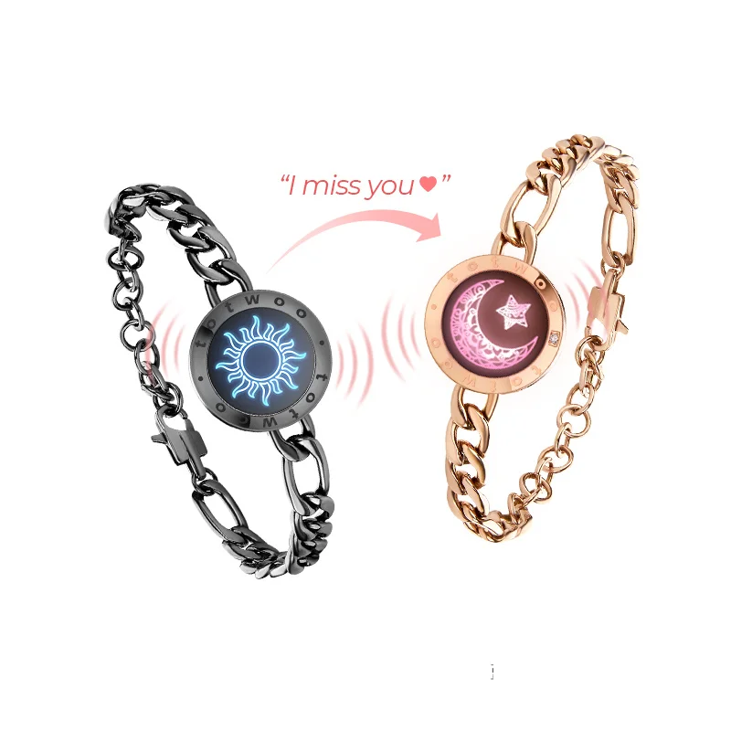 Totwoo pulseiras de toque de relacionamento de longa distância, presente de aniversário de casal, joias inteligentes Bluetooth com suporte para aplicativo iOS Android