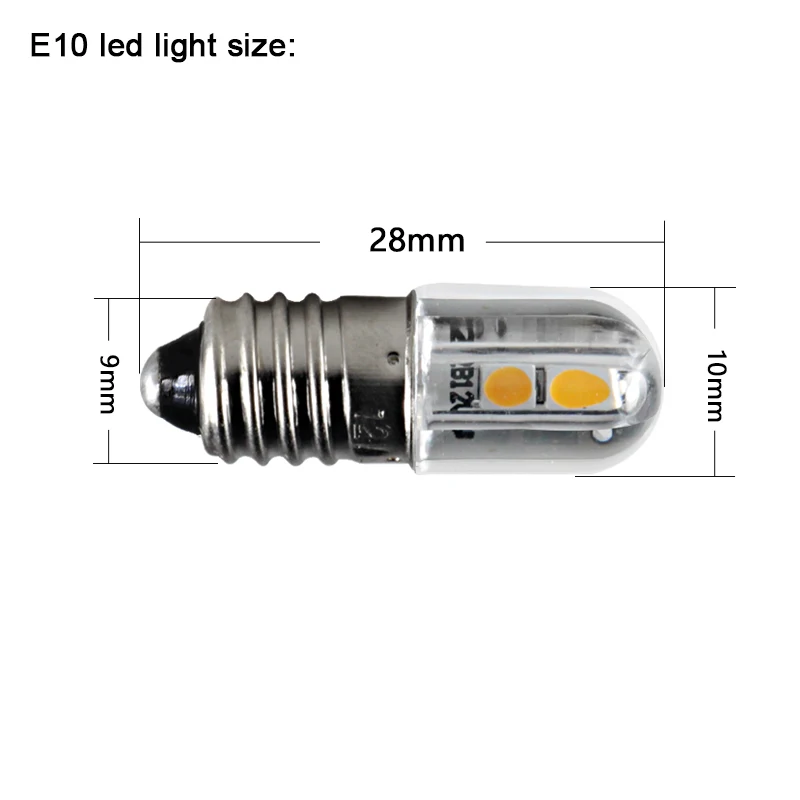 Bombilla E10 Led Interior Bulb 6v 12v 24v 36v 48v 110v 220v Mini 1W Auto Indicator Warning Light Signal Energy Saving Lamp 6 V