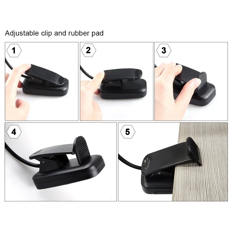 Tragbares Mini-LED-Buchlicht, Augenschutz, Leselicht, flexible Clip-On-Schreibtischlampe, batteriebetrieben, Nachtlicht für Schlafzimmer, Arbeitszimmer