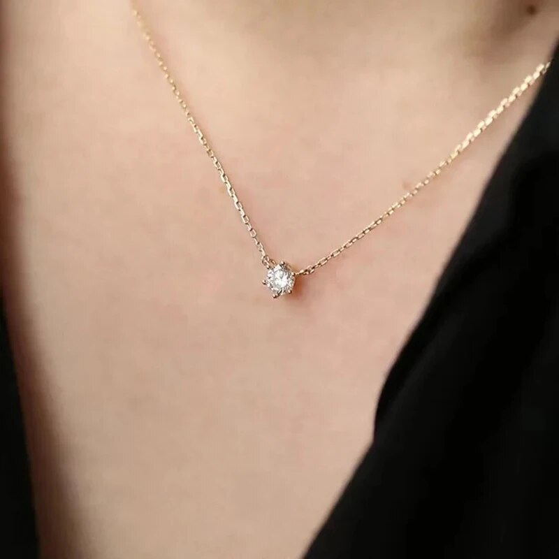 Conjunto de colar de prata esterlina S925 com zircão galvanizado em ouro 14k estilo fino feminino