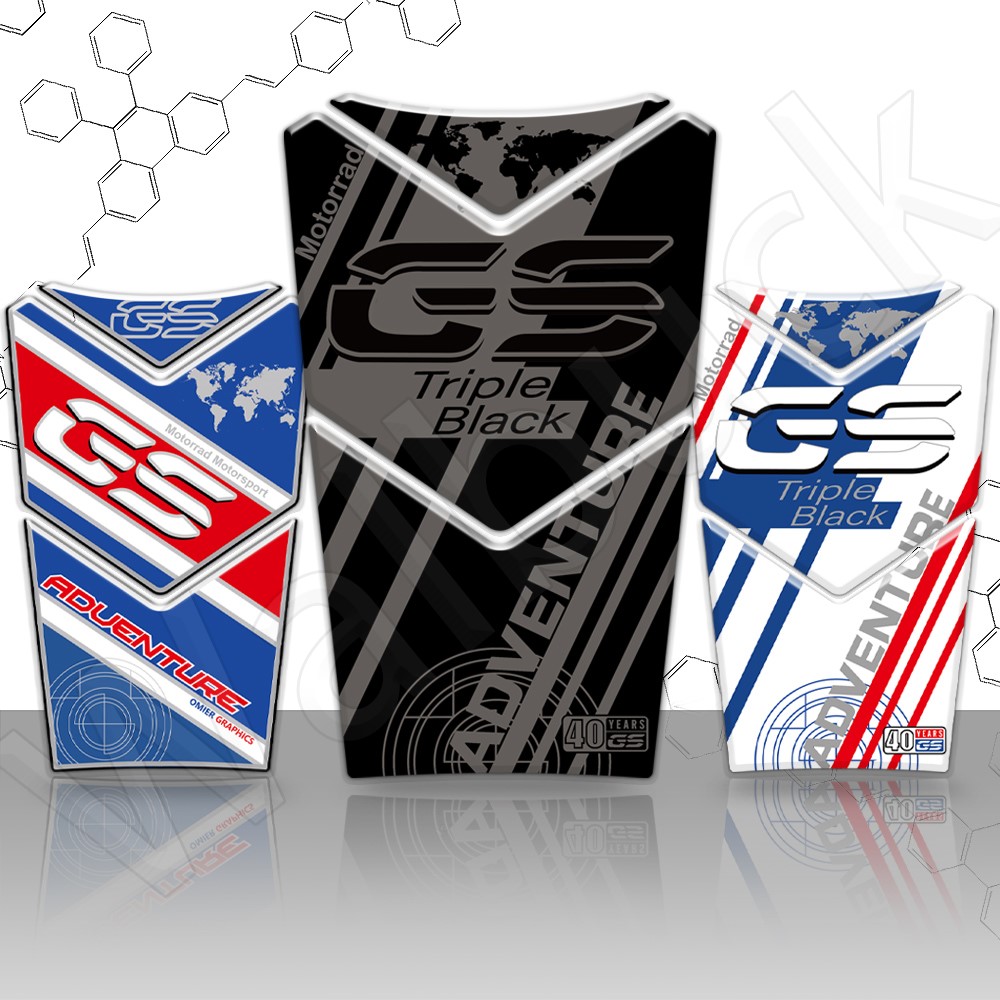 3D наклейка на бак мотоцикла, защитная наклейка для Motorrad R1250GS Adventure R1200GS Adv LC, тройной черный, 40-летие
