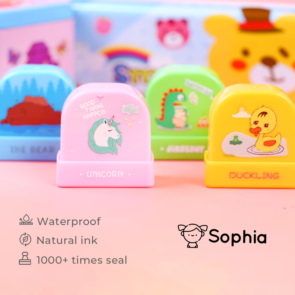 Cartoon Dinosaur Custom Children'S Name Stamp Diy Lettering Unicorn Personalized Custom Waterproof Clothing Mark Photosensitive