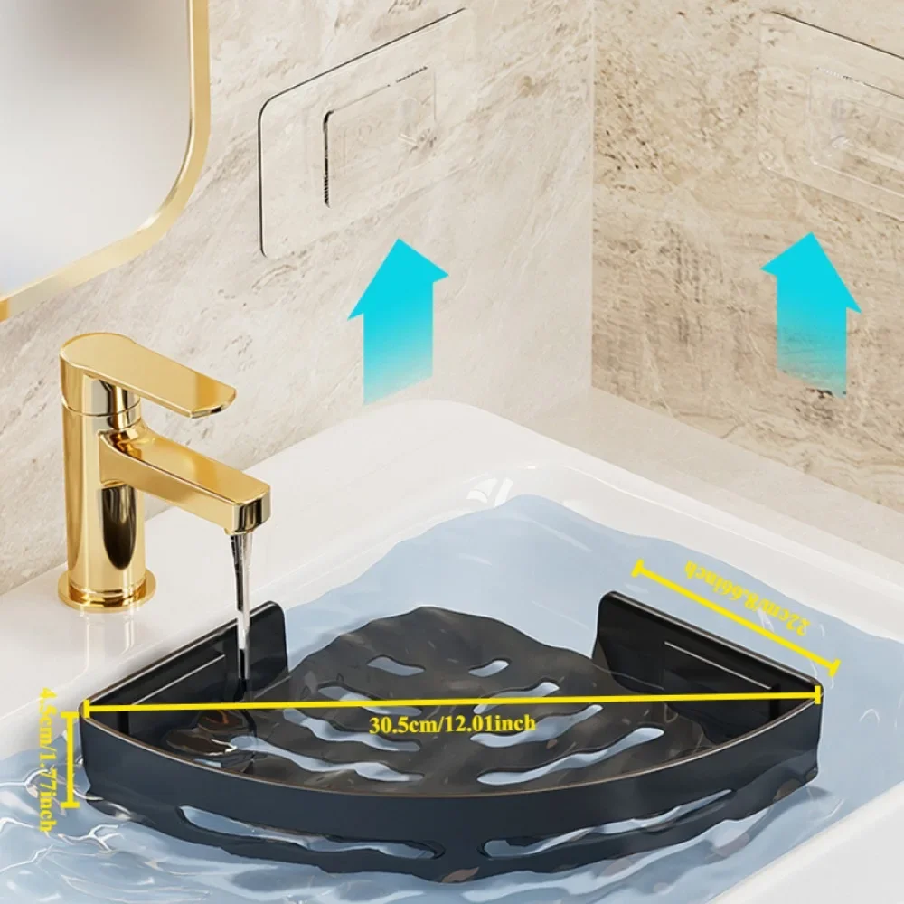 New 2/1 PCS Adhensive Bathroom Shampoo Holder Shower Caddy Shelves Storage No Drill Shelf Corner Towel Shelves For