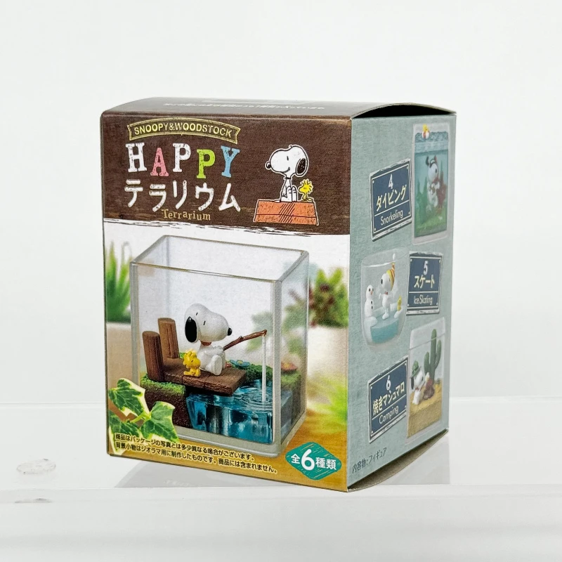 Figur Anime Snoopy Woodstock Boneka Liburan Bahagia Kotak Buta Miniatur Mainan Adegan Pariwisata Koleksi Ornamen Hadiah Ulang Tahun Anak-anak