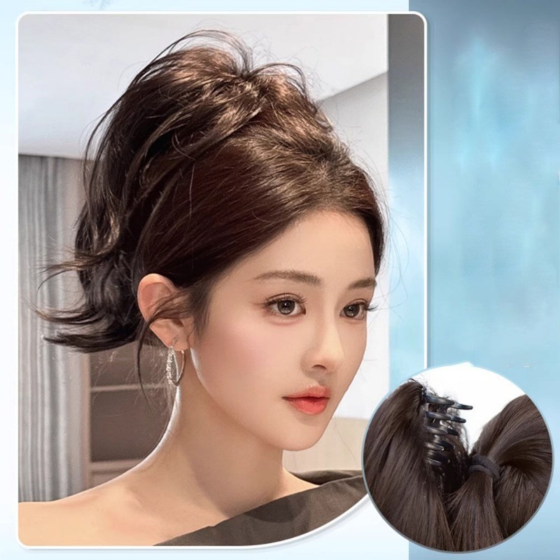 Low-tie Kip Haar Broodje Synthetische Pruik Grijp Clip Opgestoken Bloemknop Hoofd Gestreept Dikke Darm High-end Haaraccessoires