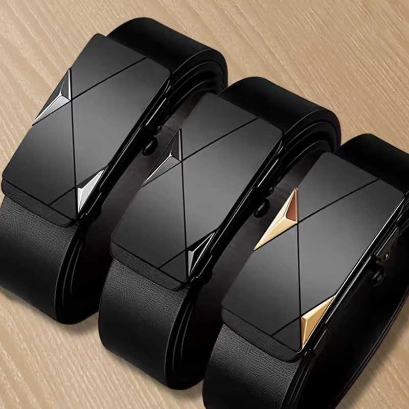 New Fashion Business Leisure Men's Belt Genuine Luxury Brand Automatic Buckle Ratchet Belt Pair With Pants Jeans，For Ideal Gifts
