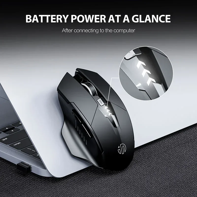 INPHIC F1 2.4G Wireless Mouse 500mAh Ergonomic Rechargeable Power Display Office Home Silent Laptop Desktop Computer Universal