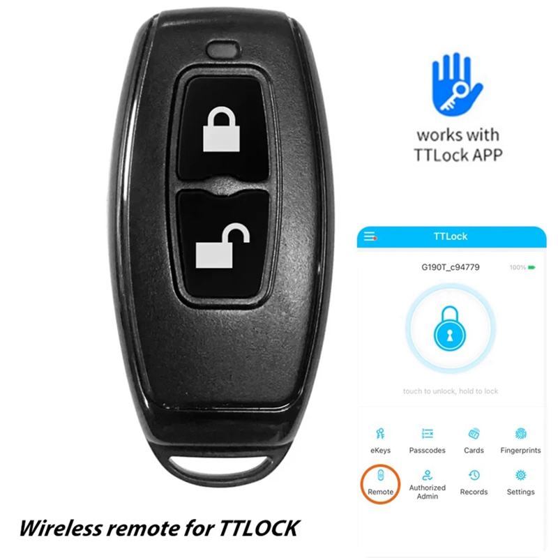 รีโมทคอนโทรลไร้สาย 2.4 Ghz Bluetooth Key Fob สําหรับ TTLOCK สมาร์ทประตูล็อคอุปกรณ์สมาร์ททํางานร่วมกับ Ttlock APP ติดตั้งง่าย